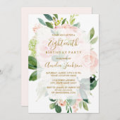 ピンクエレガントピーチ開花18thバースデーパーティー 招待状 (正面/裏面)