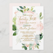 ピンクエレガントピーチ開花21歳パーティー 招待状 (正面/裏面)