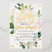 ピンクエレガントピーチ開花30th 箔招待状 (正面)