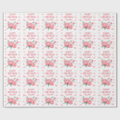 ピンクエレガントピーニーバタフライボタニカル誕生日 ラッピングペーパー (フラット)