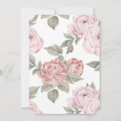 ピンクエレガントピーニーベビーの誕生日とバプテスマ 招待状 (裏面)