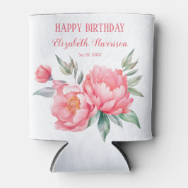 ピンクエレガントピーニーボタニカル誕生日ブランチ 缶クーラー