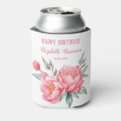 ピンクエレガントピーニーボタニカル誕生日ブランチ 缶クーラー (缶裏面)