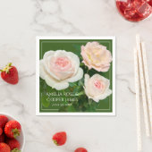 ピンクエレガントピーピーチホワイトローズフローラ スタンダードカクテルナプキン (インサイチュ)