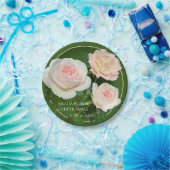 ピンクエレガントピーピーチホワイトローズフローラ ペーパープレート (パーティー)