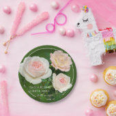 ピンクエレガントピーピーチホワイトローズフローラ ペーパープレート (パーティー)