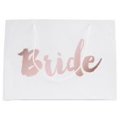 ピンクエレガントフェイクのバラの金ゴールド「花嫁」 ラージペーパーバッグ (正面)