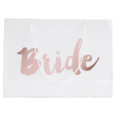 ピンクエレガントフェイクのバラの金ゴールド「花嫁」 ラージペーパーバッグ (裏面)