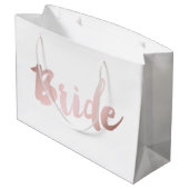 ピンクエレガントフェイクのバラの金ゴールド「花嫁」 ラージペーパーバッグ (裏面アングル)