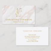 ピンクエレガントフェイクの大理石に金ゴールドのトレブルクレフ、 音符記号 名刺 (正面/裏面)