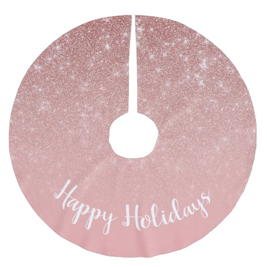 ピンクエレガントフェイクグリッターテクスチャハッピーホリデー ブラッシュドポリエステルツリースカート (正面)