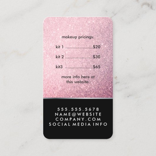 ピンクエレガントフェイクグリッターメイクセット 名刺 (裏面)