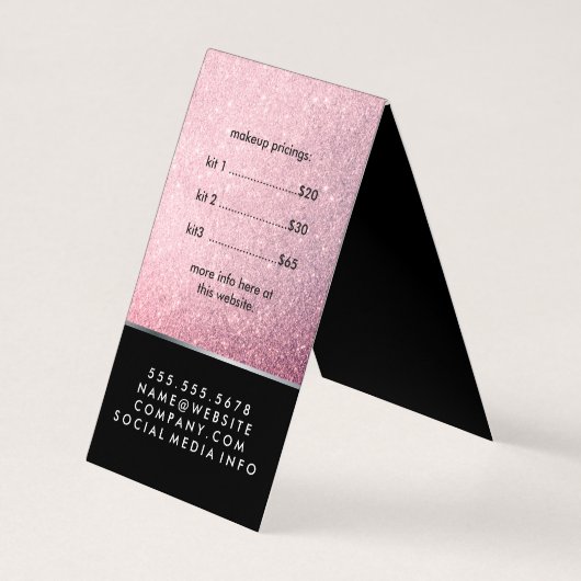 ピンクエレガントフェイクグリッターメイクセット 名刺 (裏面)