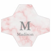 ピンクエレガントフェイクマーブルグレーモノグラム&名前 サッカーボール (フラット)