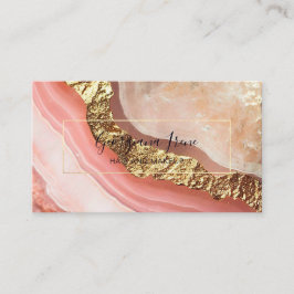 ピンクエレガントフェイク金ゴールド大理石瑪瑙 名刺