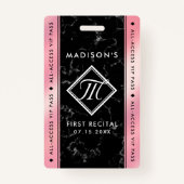 ピンクエレガントフォイルブラックマーブルVIPイベント バッジ (正面)