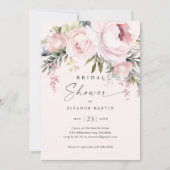 ピンクエレガントフラワーズグリーナリーガーデンブライダルシャワー 招待状 (正面)