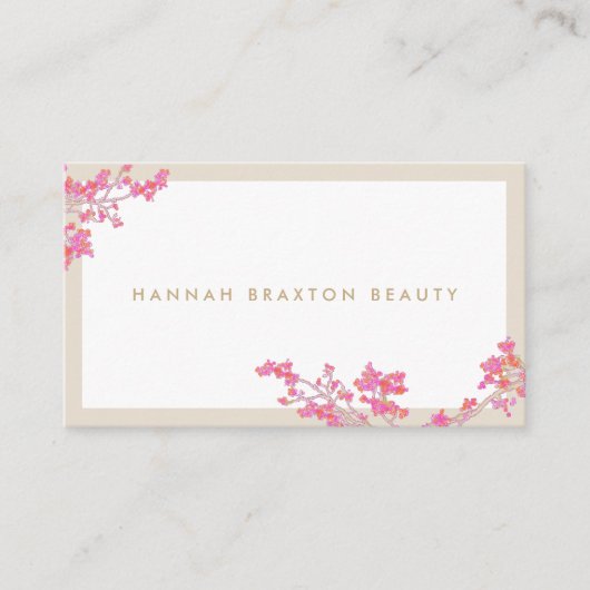 ピンクエレガントフラワーズフローラアート美しいサロン 名刺 (正面)
