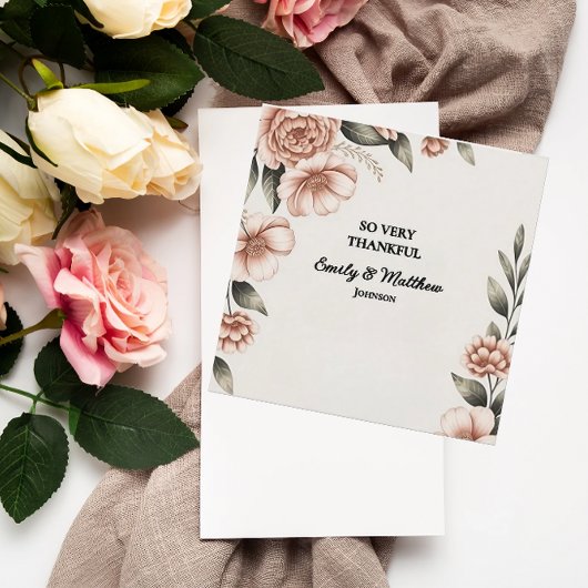 ピンクエレガントフラワーデザイナーサンキューカード サンキューカード