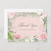 ピンクエレガントフランスのフローラブライダルシャワーありがとう ポストカード (正面/裏面)