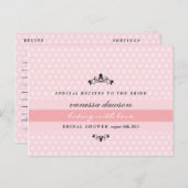 ピンクエレガントフランスのブライダルシャワーレシピカード ポストカード (正面/裏面)