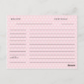 ピンクエレガントフランスのブライダルシャワーレシピカード ポストカード (裏面)