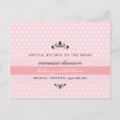 ピンクエレガントフランスのブライダルシャワーレシピカード ポストカード (正面)