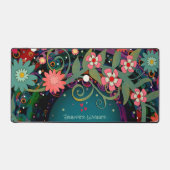 ピンクエレガントフローラお洒落パーソナライズされた デスクマット (正面)