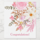 ピンクエレガントフローラお祝い食品 ワインラベル (シングルラベル)