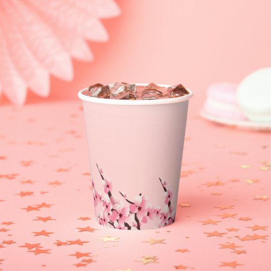 ピンクエレガントフローラさくらんぼブロッサムパーティー 紙コップ (インサイチュ)