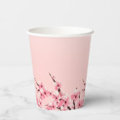 ピンクエレガントフローラさくらんぼブロッサムパーティー 紙コップ (裏面)