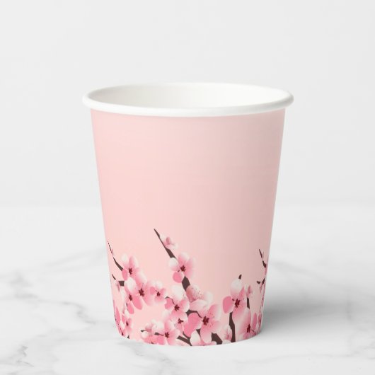 ピンクエレガントフローラさくらんぼブロッサムパーティー 紙コップ (裏面)