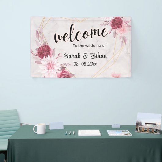 ピンクエレガントフローラさくらんぼ結婚ブロッサム 横断幕 (トレードショー)