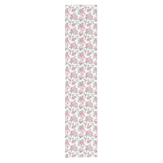 ピンクエレガントフローラとユーカリ緑ベビーS ショートテーブルランナー (正面)