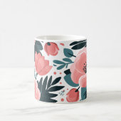 ピンクエレガントフローラと深いグリ離れーンズ コーヒーマグカップ (中央)