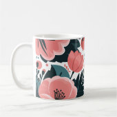 ピンクエレガントフローラと深いグリ離れーンズ コーヒーマグカップ (左)