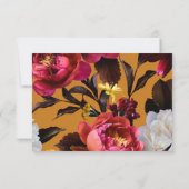 ピンクエレガントフローラと金ゴールド結婚式RSVP 出欠カード (裏面)