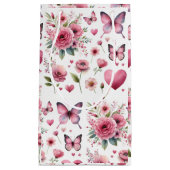 ピンクエレガントフローラの女性 スモールペーパーバッグ (正面)