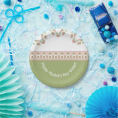 ピンクエレガントフローラアクセント付きラウンド ペーパープレート (パーティー)