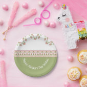 ピンクエレガントフローラアクセント付きラウンド ペーパープレート (パーティー)