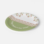 ピンクエレガントフローラアクセント付きラウンド ペーパープレート (アングル)