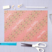 ピンクエレガントフローラアクセント 薄葉紙 (クラフト)