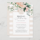 ピンクエレガントフローラアジサイブライダルシャワー 招待状 (正面/裏面)