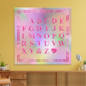 ピンクエレガントフローラアルファベッハートおもしろいレインボーアート キャンバスプリント (インサイチュ (リビング))