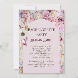 ピンクエレガントフローラアーチ夏バチェロレッテ 招待状
