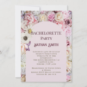 ピンクエレガントフローラアーチ夏バチェロレッテ 招待状