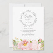 ピンクエレガントフローライースターブランチ卵狩り 招待状 (正面)