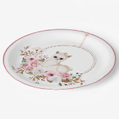 ピンクエレガントフローラウォーターカラーラマ赤ちゃんシャワー ペーパープレート (アングル)