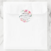 ピンクエレガントフローラウォーター結婚カラーの記念日 ラウンドシール (バッグ)