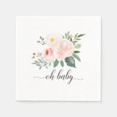 ピンクエレガントフローラオ赤ちゃんシャワーナプキン スタンダードカクテルナプキン (正面)